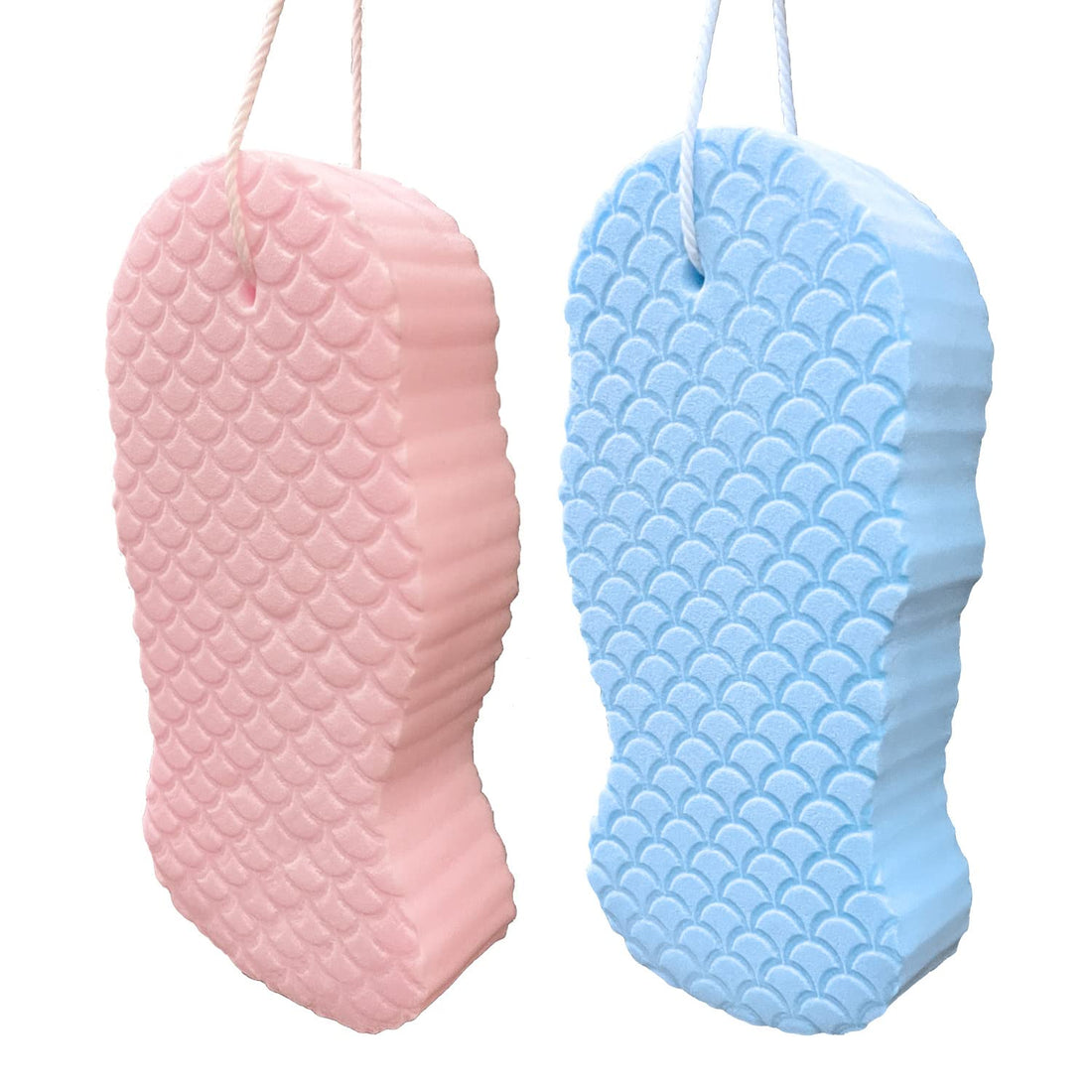 Teshee 2PCS Exfoliating Bath Sponge, 3D Bath Sponge Shower Brush, Soft Bath Sponges for Shower, Dead Skin Remover for Body, Shower Sponge for Adult Baby(Blue&Pink)
