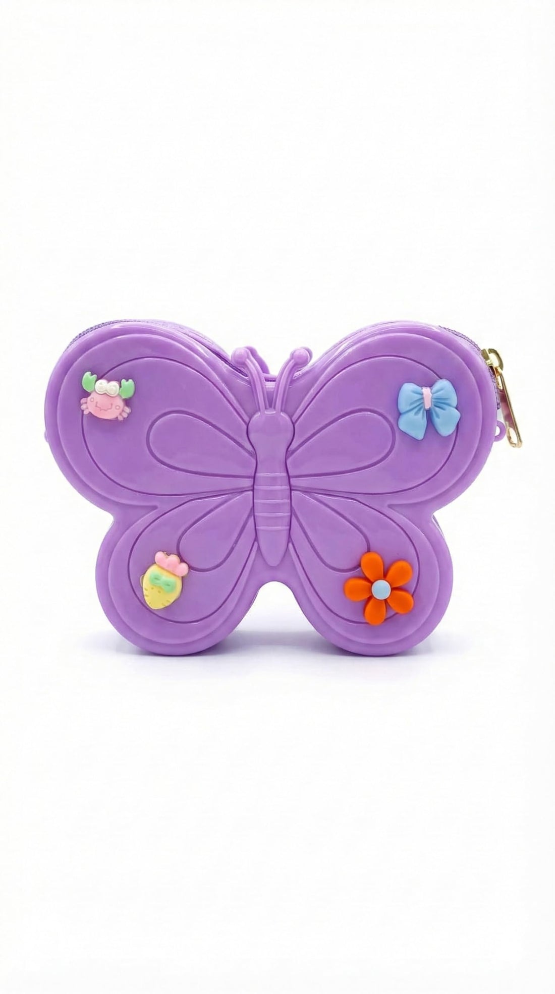 Nopatia Butterfly Clutch - Cute Cartoon Silicone Wallet - Durable Zipper Assorted Accessories Organizer Storage Bag (Lavender)