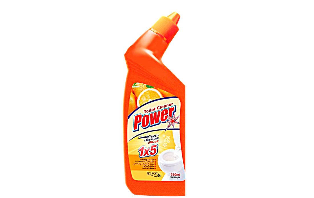 Power Toilet Descaler Remover 5 in 1 Remove Tough Stains Limescale Yellowing Germs Toilet Fragrance 500ml (Orange)