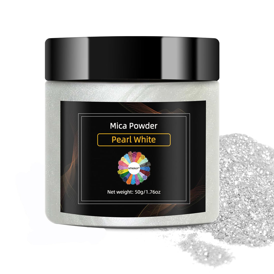 NTWJNJY Pearl White Mica Powder, Natural Shimmer Mica Powder for Epoxy Resin/Candle/Soap/Lip Gloss/Slime/Bath Bombs/Quicksand/Car paint pigments.Candle Dye,Soap Making Dye(50g/1.7oz)