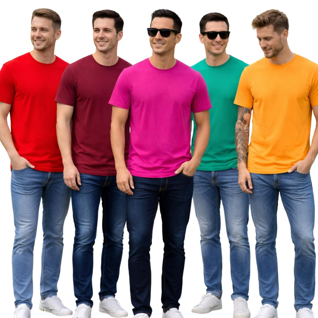 ISTANBUL MODEL Men’s Essential Round Neck T-Shirt 5-Pack, Soft Cotton Stretch, Crew Neck, everyday t shirt men