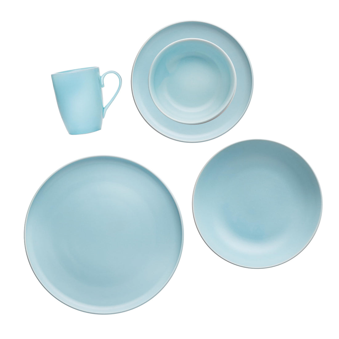 Fathy Mahmoud Venus Porcelain Tableware Dinner 30-Piece Set, Matte Light Blue