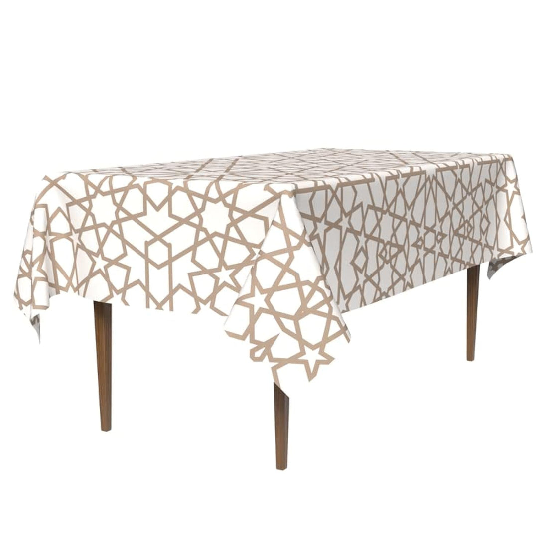 ART MOOD HOME Waterproof Polyester Fabric Nova tablecloth waterproof Beige *White 140x300 CM