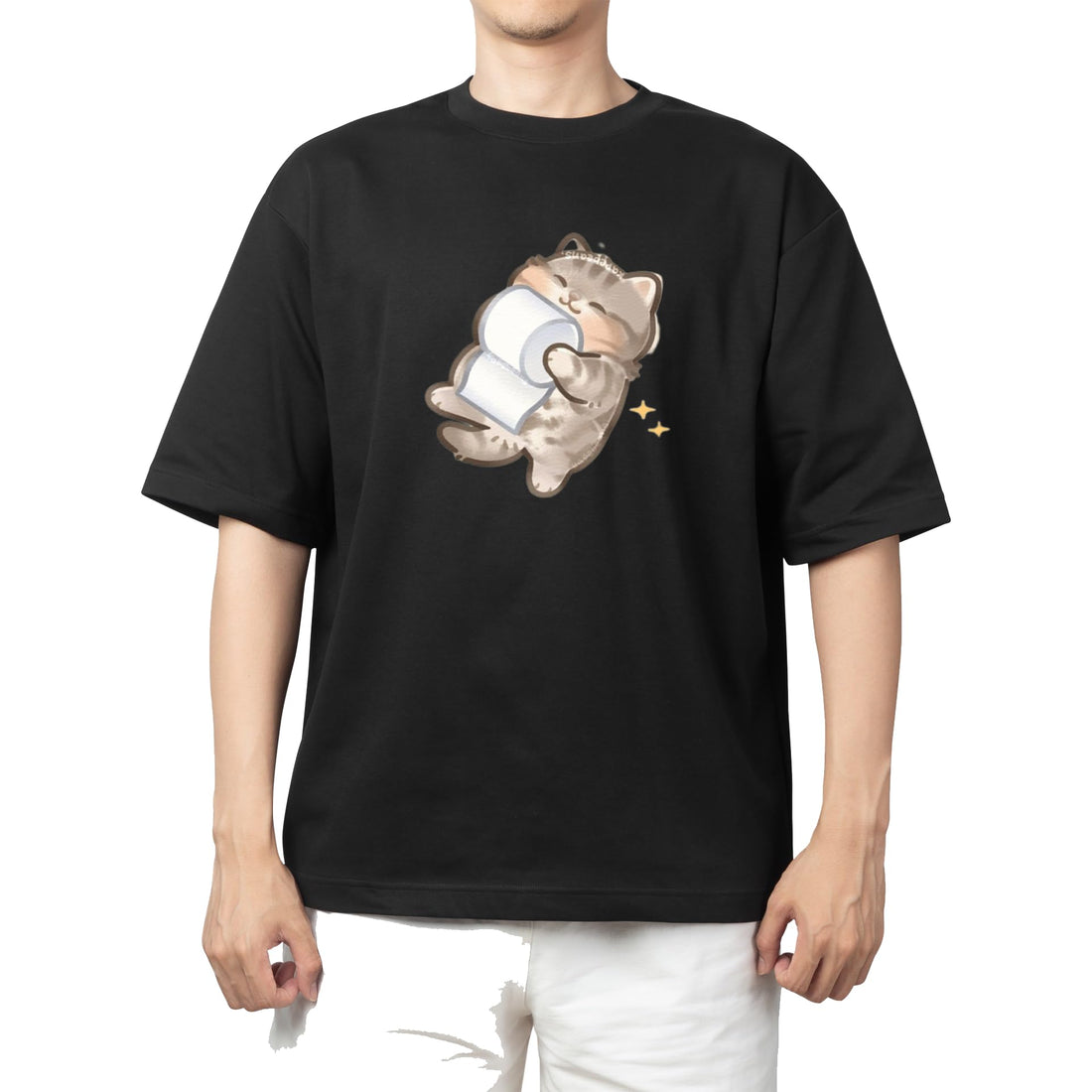 CUTE kawaii kitty cat black t-shirt oversize 66