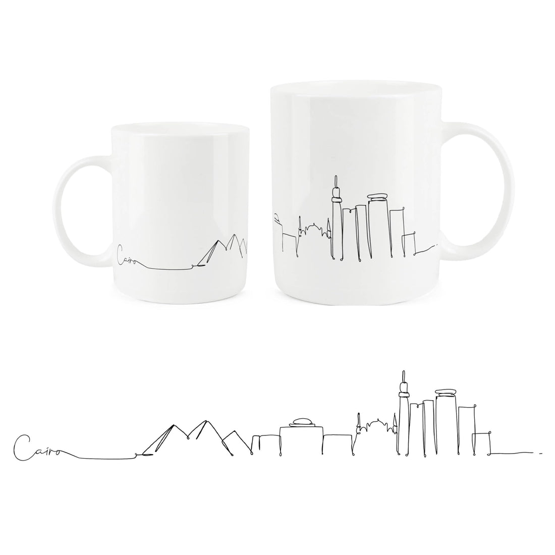 Cairo City Skyline Collection - Egypt Pyramids Bone China Mug White Coffee/Tea Present Gift for Travel Lovers