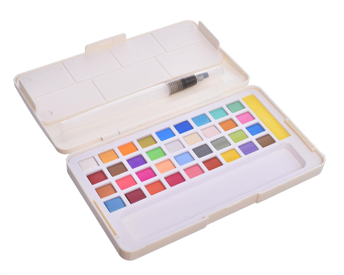 Elmaayergy 36-Piece Pearlescent Watercolor Set - 20ml Tubes, Non-Toxic, Indoor/Outdoor Use