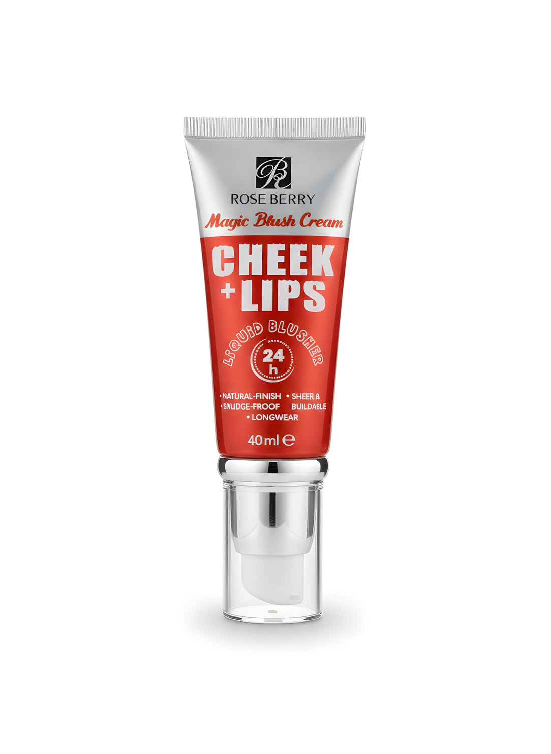 Rose Berry Magic Blush Cream Cheek and Lips, Liquid Blusher, Waterproof, 24h Long Wear, Natural Finish, 40ml