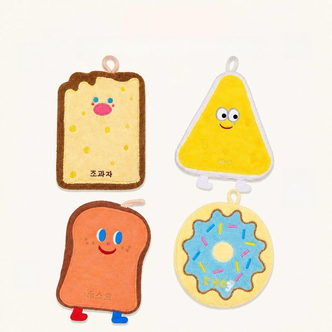 Cute Cartoon Kids Towel Set (4 Pieces), Soft & Absorbent Hand Towels, Hanging Loop, Quick Dry, Multi-Shape Designs for Bathroom & Kitchen