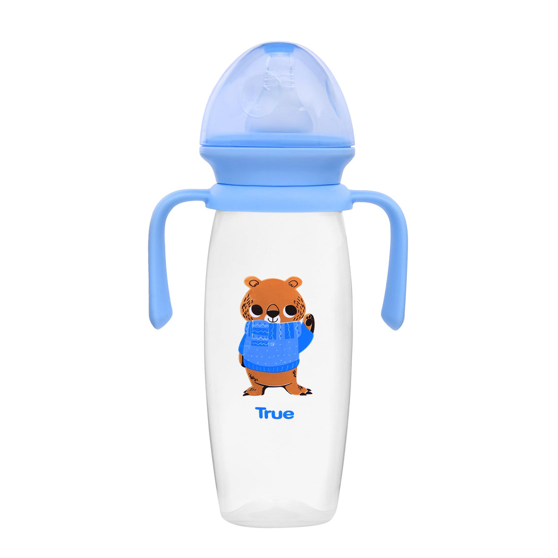 True Gold Standard bottle with handles 270ml with silicon teat 3+m-BLUE