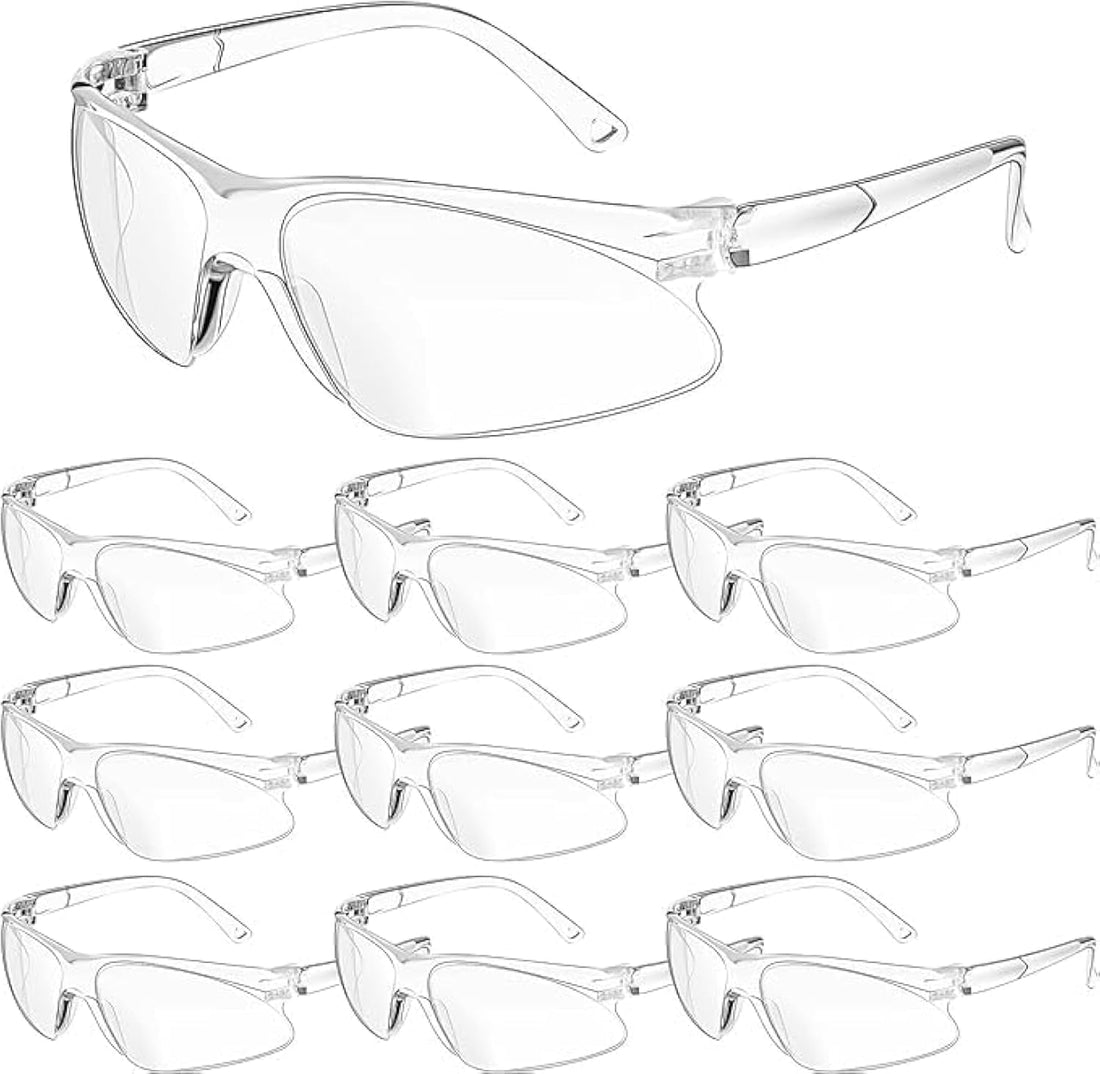 12 Pair Bulk Protective Safety Glasses, Clear Lens Splash Proof Eye Protection Goggles Scratch and Impact Resistant Eyewear for Women Men Work Construction Science Lab Shooting