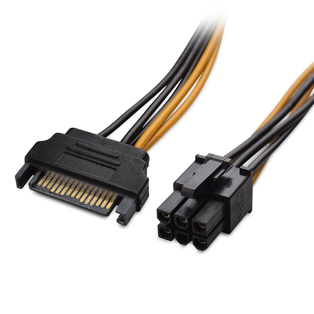 15-Pin SATA to 6-Pin Graphics Card Female | PCI Express SATA Power Cable Adapter Connector | 20cm | Plug & Play | S-ATA to 6Pin - MOVOJA