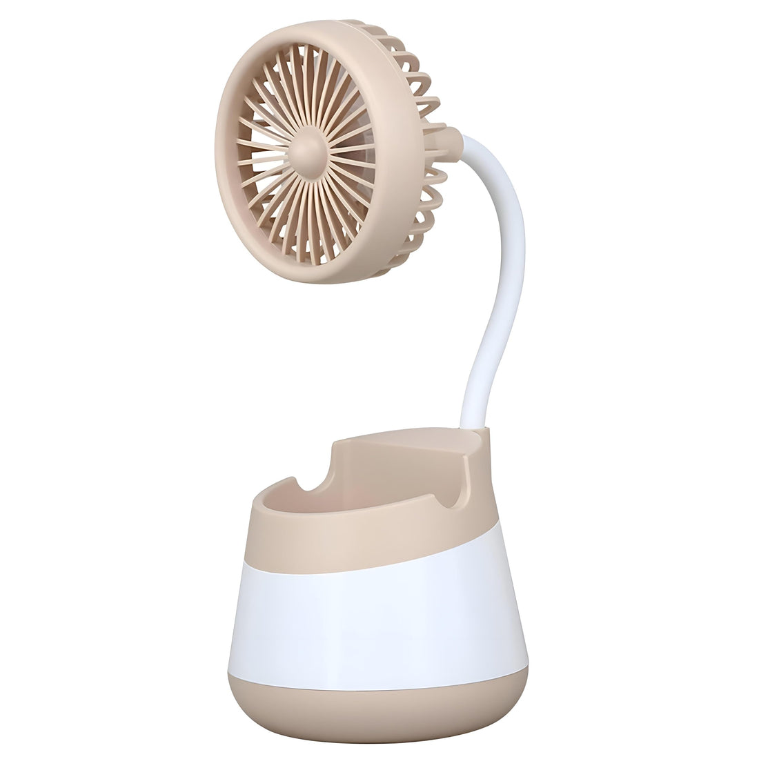 Desk fan - stylish, modern, versatile design with high cooling power and small size, easy to carry. It works as a holder for mobile phones, remotes, and pens. Perfect for office and home. It is charac