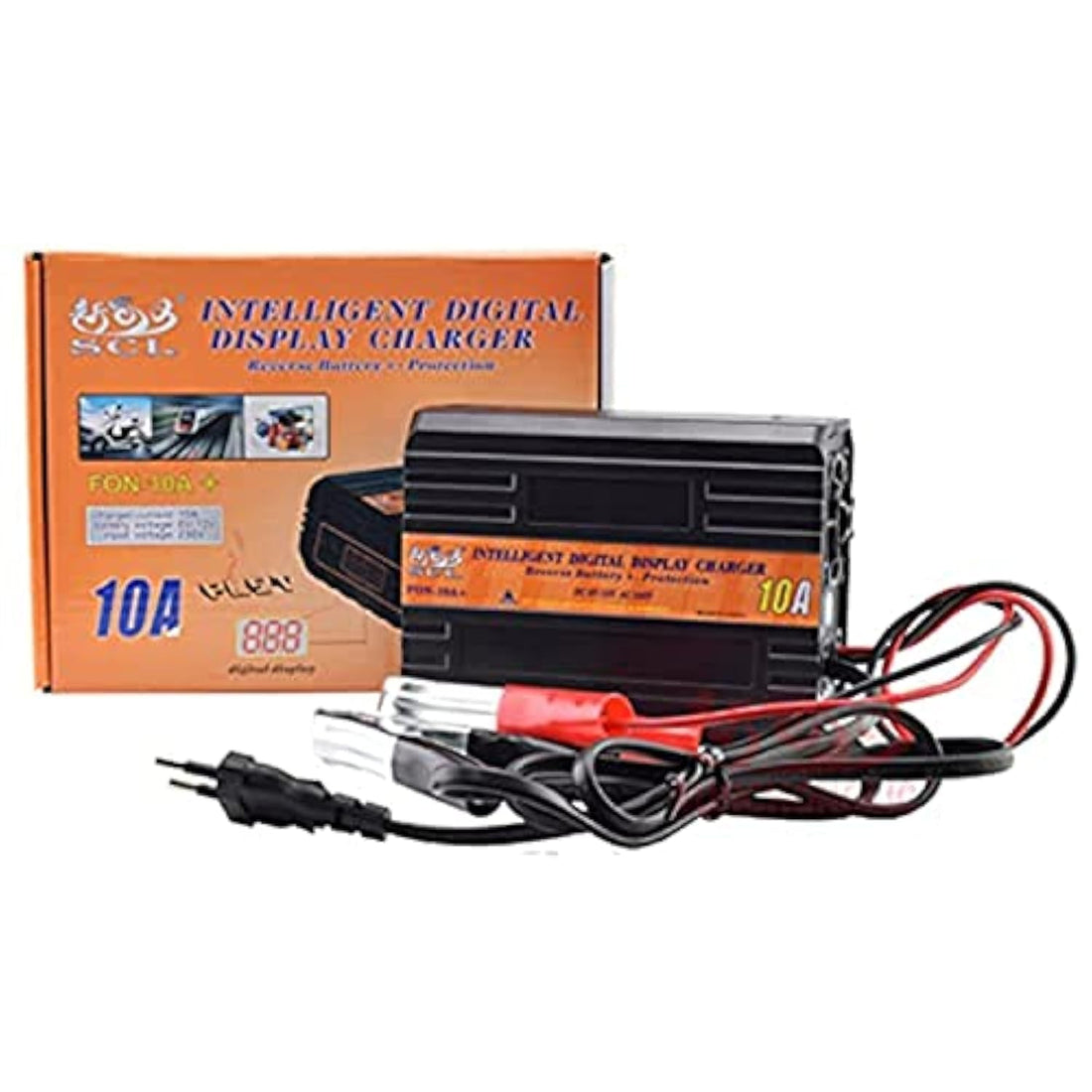 Generic Auto Lead Acid Battery Charger With Digital Display 6V/12Vdc-10A - Car Battery Charger 12V&6V,Fast/Auto with selectors (FON-10A)