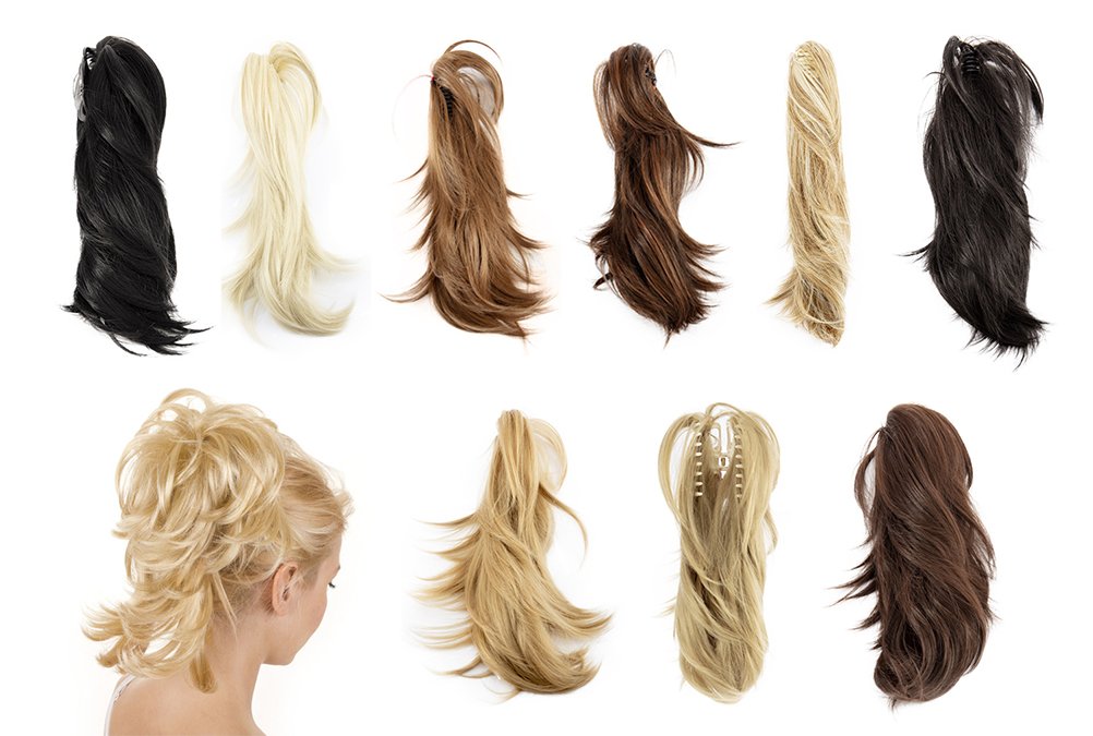ECIF Adjustable Wig With Jaw Claw Messy Style Ponytail Hair Extension Synthetic Hairpieces Bleach Blonde