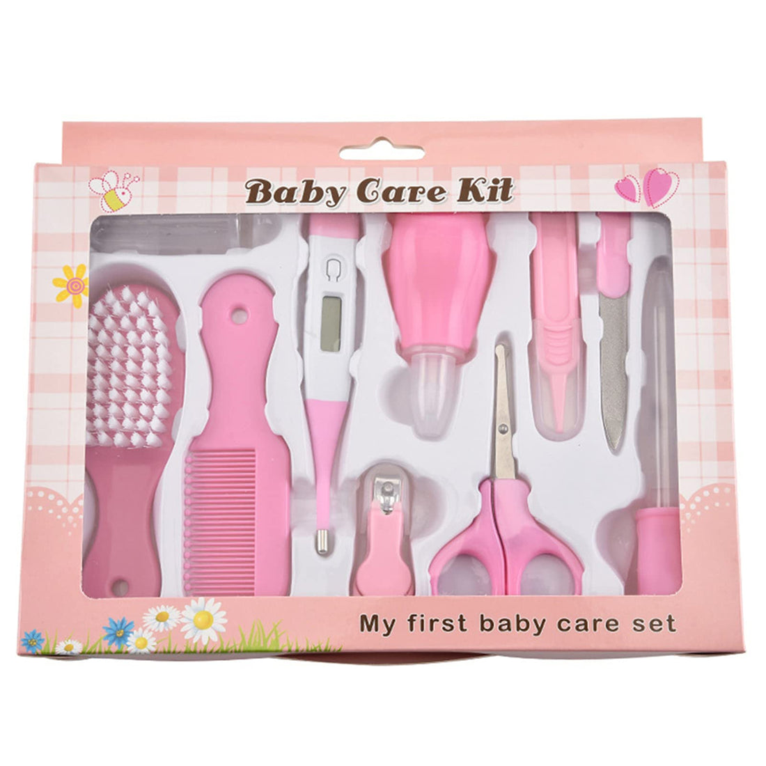 Roseflower Baby Grooming Kit, 10 In 1 Portable Baby Basics Kit With Storage, Newborn Baby Health Safety Care Set For Infant Toddlers Care Keep Healthy And Clean (004)