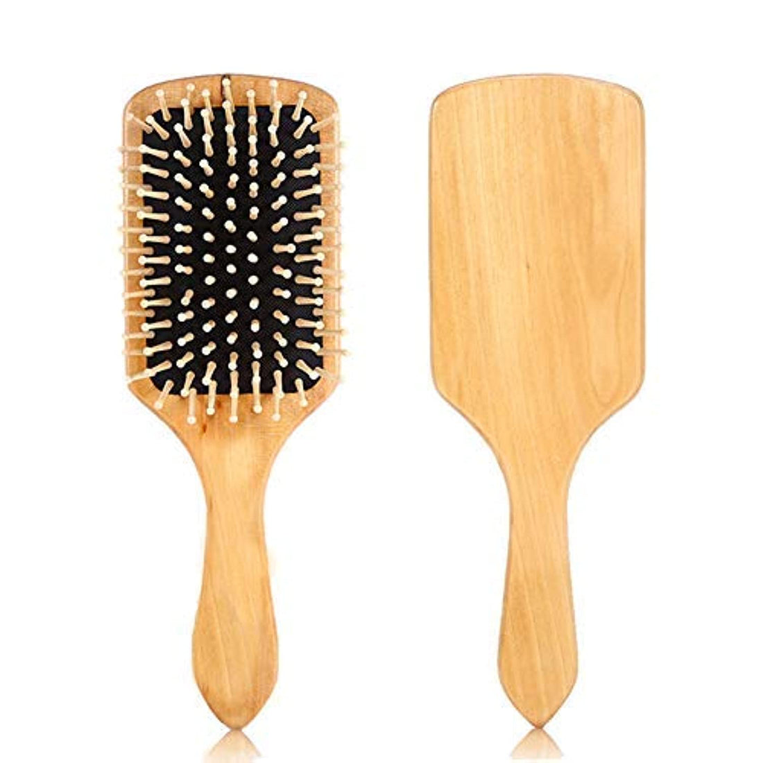 Natural Wooden Paddle Hair Brush, Detangling Hairbrush for Women Men, Home Salon Hairdressing Tool Scalp Massage Comb, Anti-Static Reduce Frizz-Stimulate and Massage Scalp (Black)