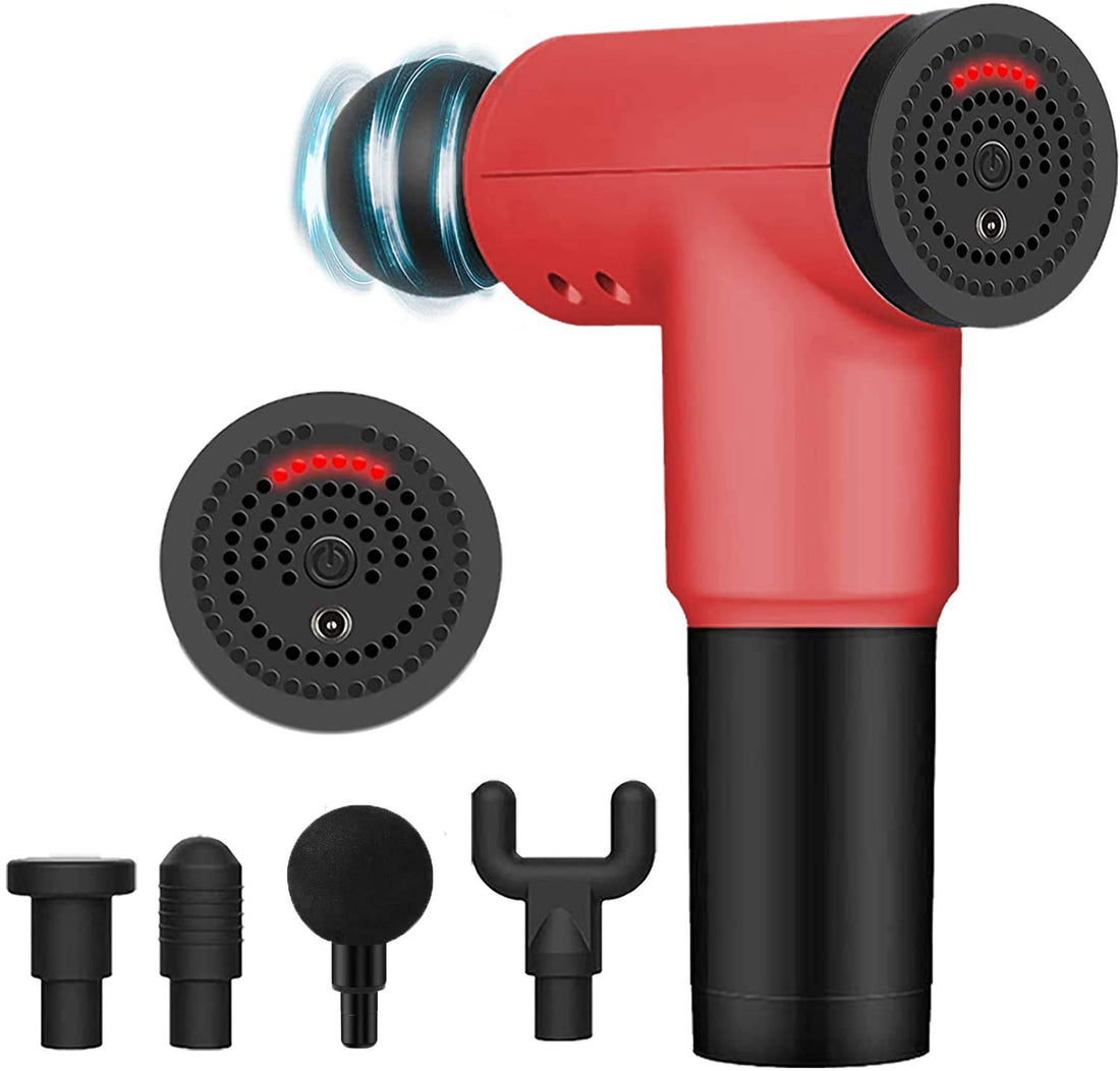 Arabest Massage Gun,Body Massager,Deep Tissue Percussion Electric Muscle Massager, Portable Handheld Ultra-Quiet Brushless Motor, Relieves Muscle Tension, Including 4 Massage Heads (Red)