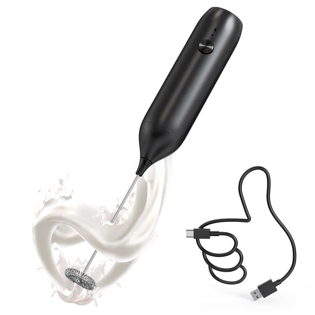 CIRCLE JOY Milk Frother Handheld Rechargeable Milk Foamer Electric Mini Drink Mixer
