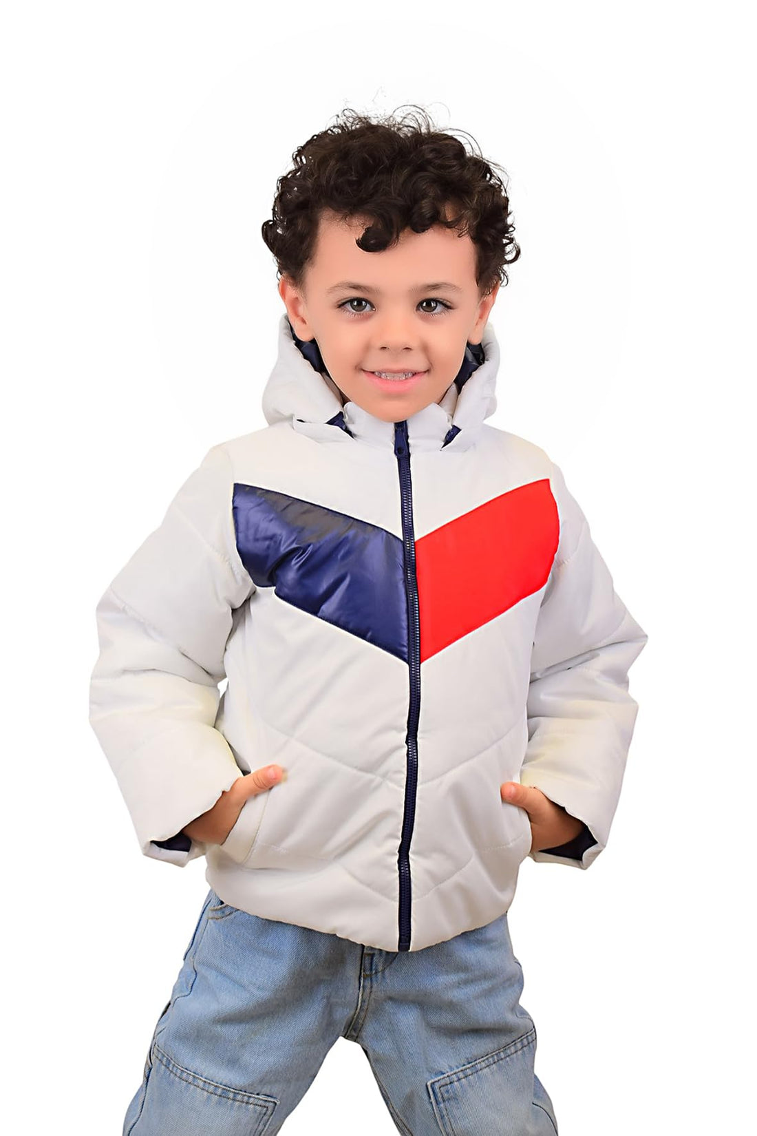 Buongiorno For Boys Waterproof Polyester Long Sleeve Jacket With Base Cap Hood - White