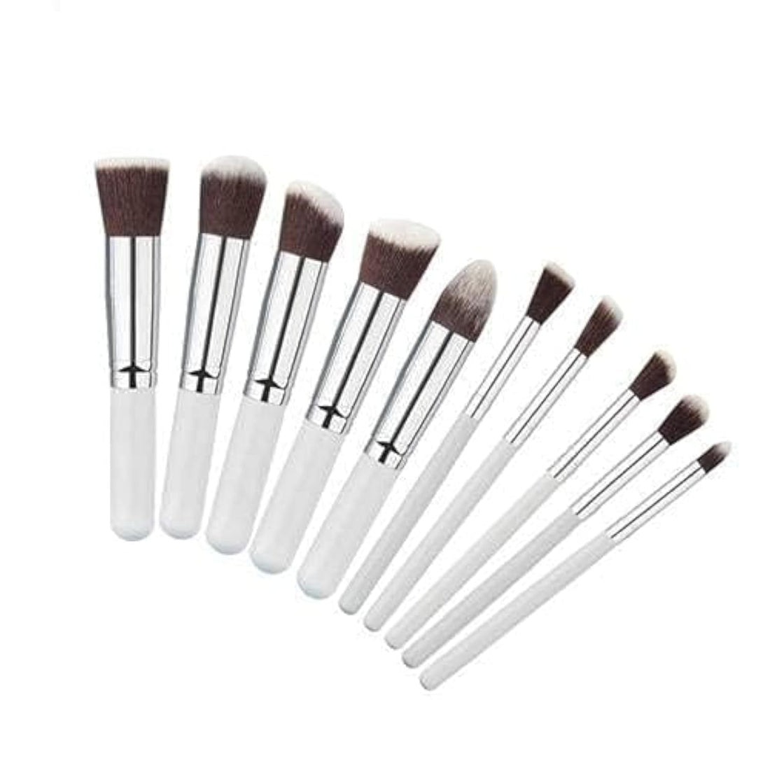 Makeup Soft Hair Mini Brushes (White) - 10 Pieces Set