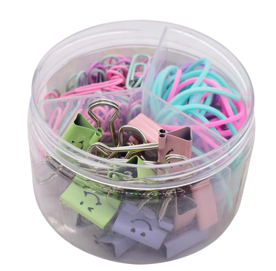 DLOffice Sturdy Mixed Binder Clips and Paper Clips Set, 19mm, 100 Pieces - Multicolor