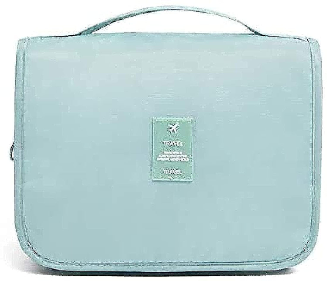 Makeup Hand Bag Portable Multi Brush Holder Bag For Travel, Home|Cosmetic Organizer Detachable Pouch for Women and Girls - Lite Blue