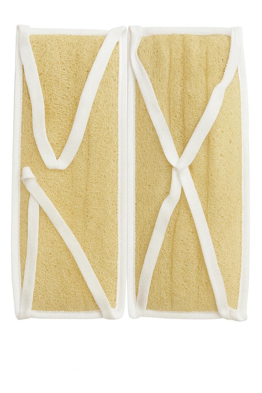 Treprof TRE-5138 Natural Massage Loofah With Fabric Handle For Bath, Spa, Shower - Orange - Pack of 2