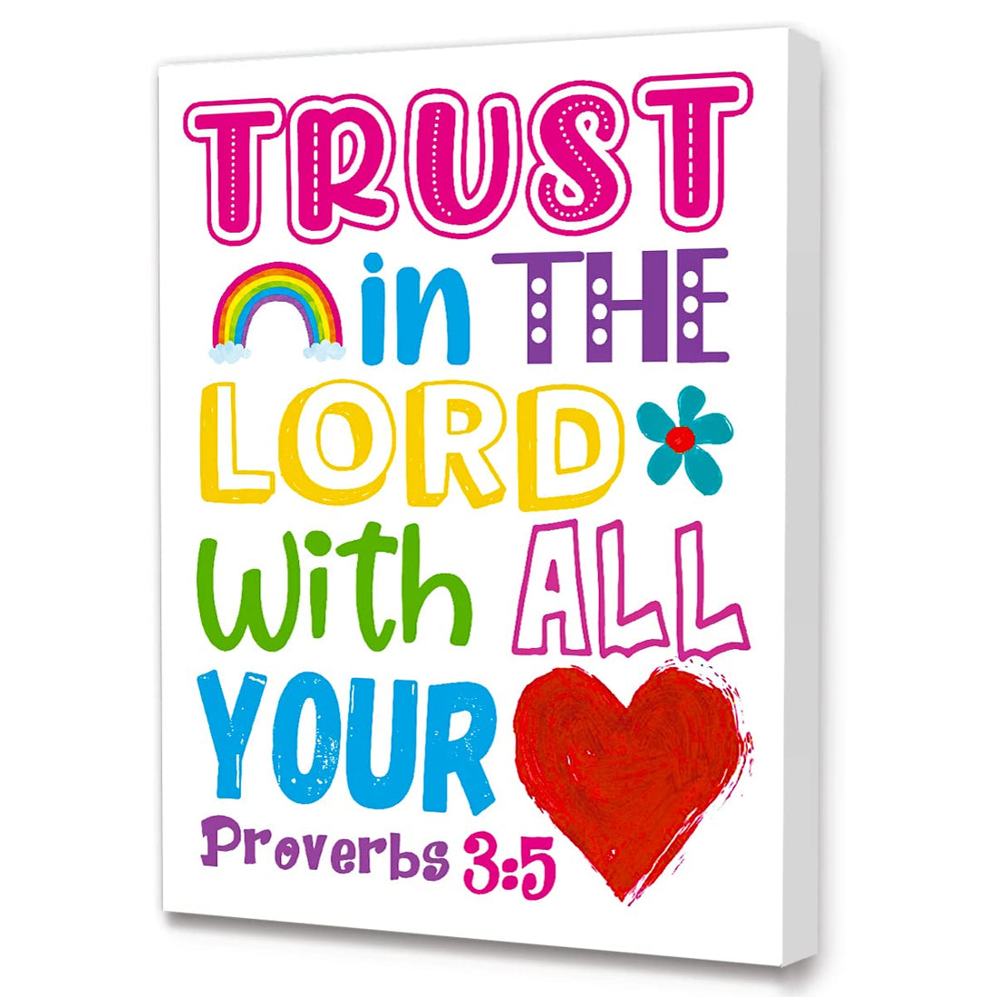 Trust In The Lord Bible Verses Canvas, Christian Religious Wall Art - Ready to Hang for Kids' Nursery, Classroom, Bedroom - 12" x 15