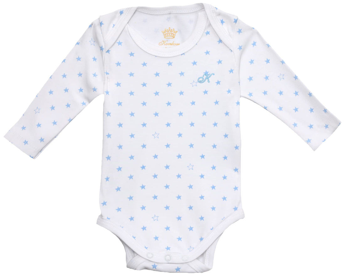 Long Sleeve Baby Bodysuits - Stars/Size 0-3 Months