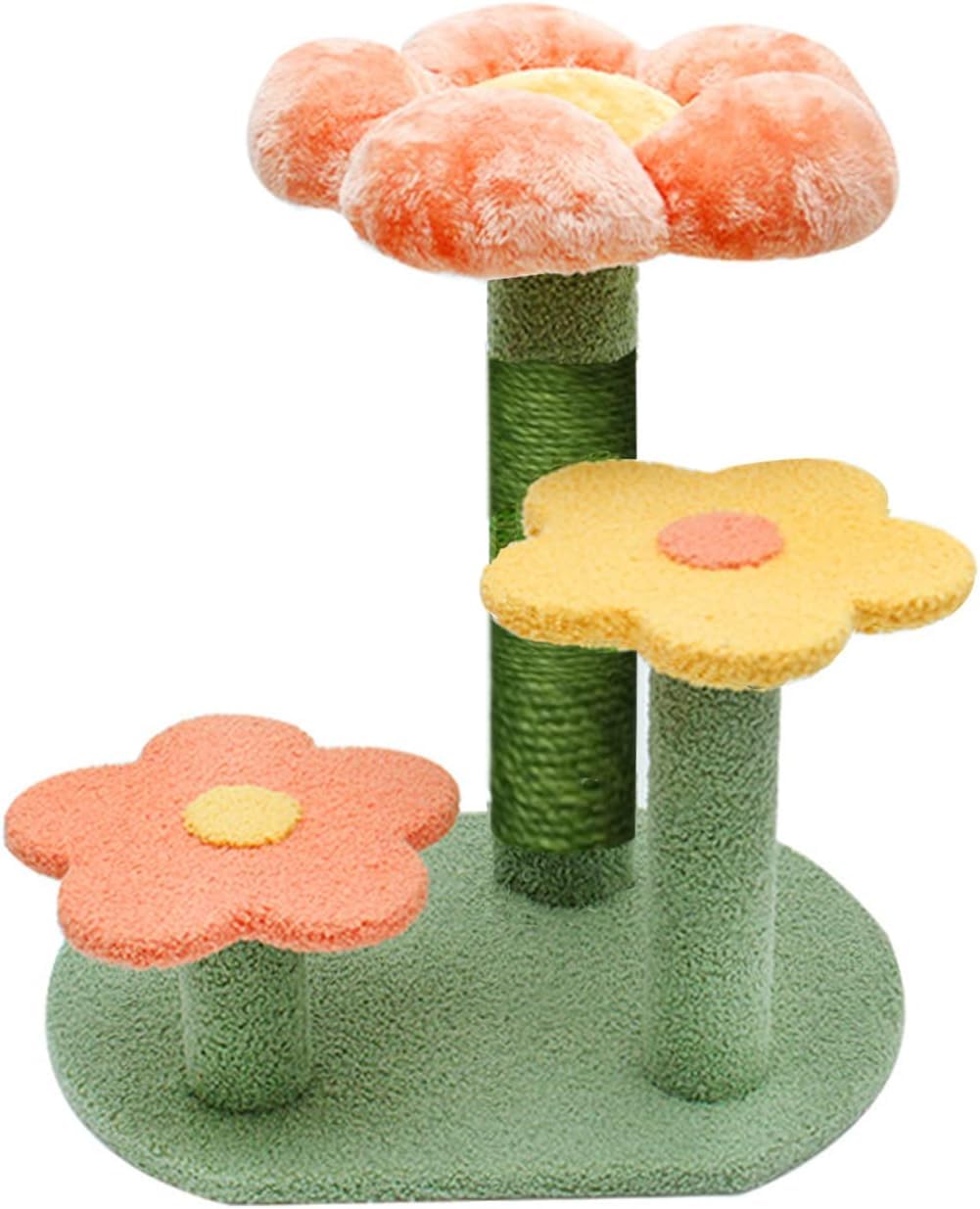 XTECH Flower Cat Tree Activity with Scratching Post Pink - Small Indoor Cats Tower Natural sisal Scratcher Climbing Cute Cat Tree