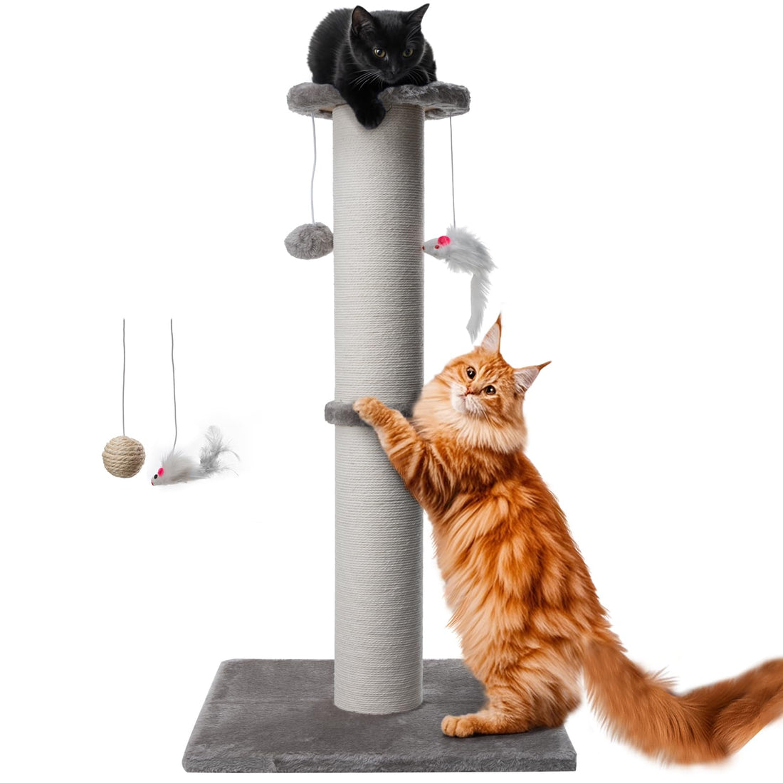 34 Inch Tall Cat Scratching Post Heavy Duty and Thicker Cat Scratch Post Sisal Scratch Posts Large Diameter with Hanging Ball Toy Cat Scratchers Scratching Posts for indoor cats Adults Kittens