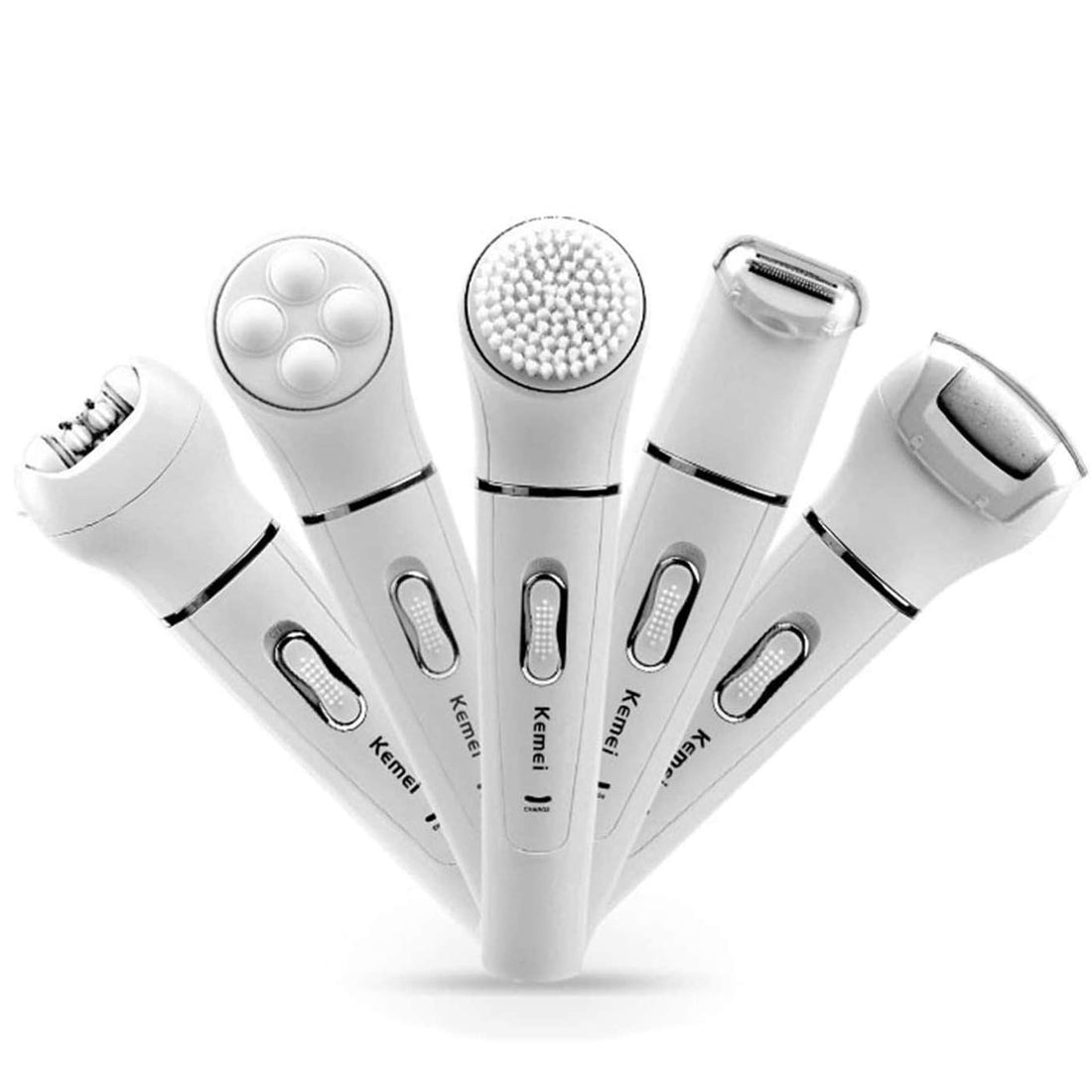 KM-2199 5 in 1 Shaver for Women, Beauty Tool Kit, Facial Cleansing Brush Body Epilator Lady Shaver Face Massager Foot Dead Skin Callus Remover