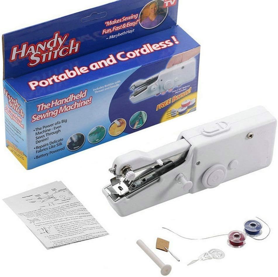 , Mini Handheld Sewing Machine Portable Electric Hand Sewing Machine Quick Repairing Suitable for Home Travel Clothes Cloth Curtain