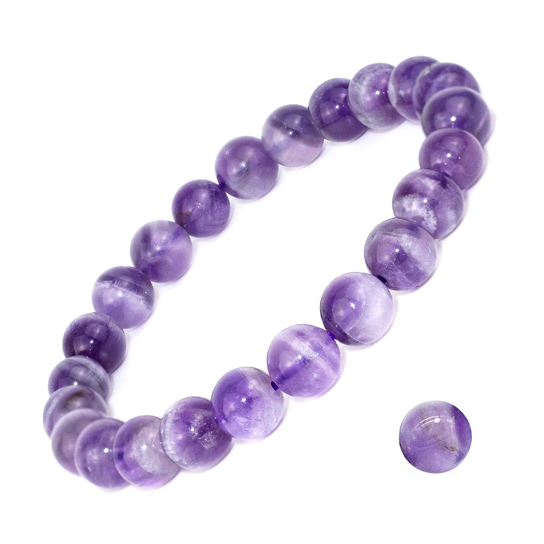 Handmade Gem Bracelet 7.5" Stretch Gemstone 8mm Round Beads Crystals Quartz Unisex
