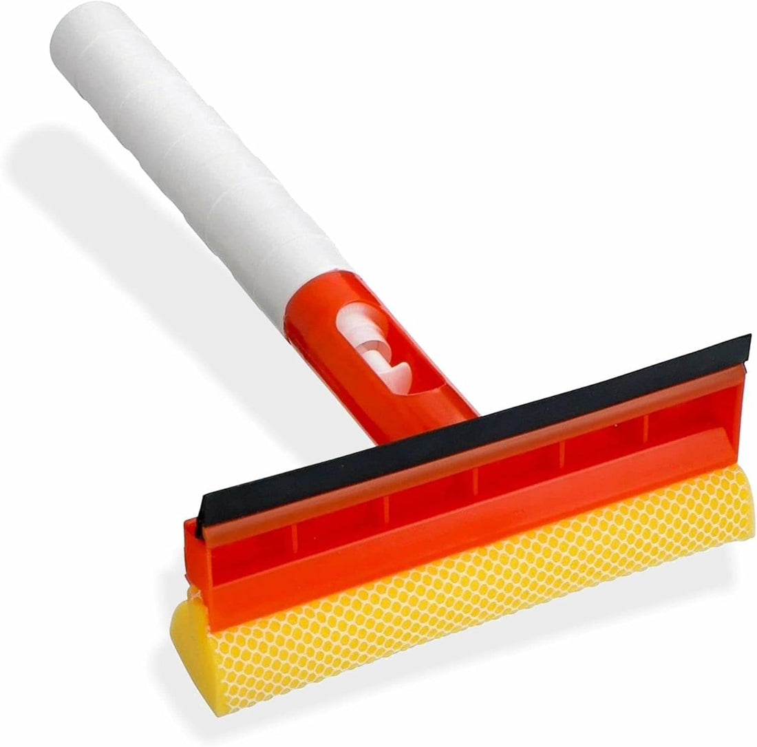 Window Squeegee - Dual in One Cleaner with Sponge and Rubber Blade for Car and Home Glass, Multi-Color Design for Streak-Free Shine on All Glass Surfaces Effectively