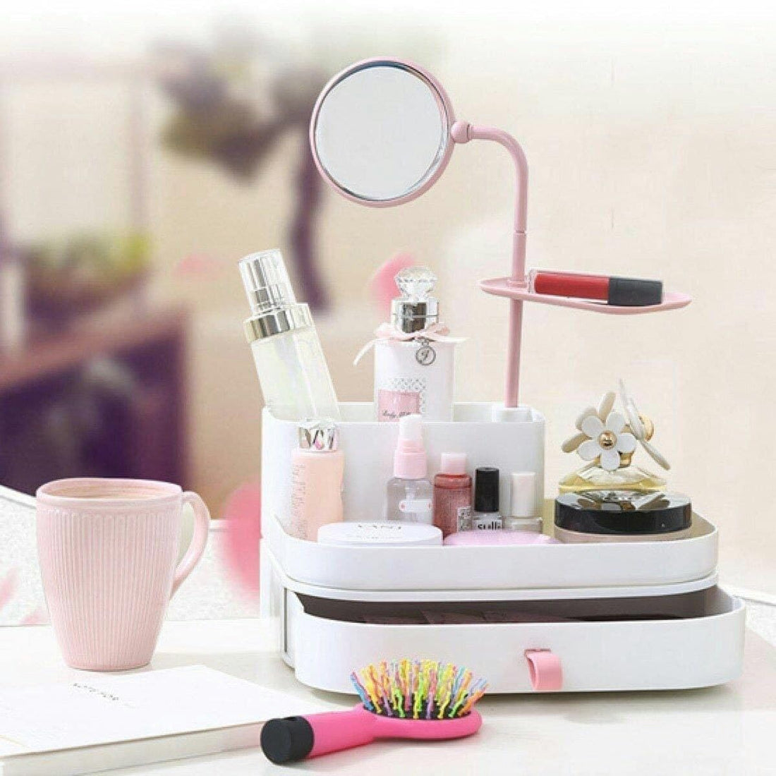 Lux Makeup Mirror (Signal) Stylish and Practical Design Easy to Use and Install With Large Drawer for Organization 床 Versatile & High Quality Organize - Generic