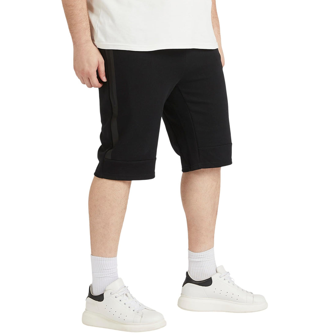 Splash Solid Mid-Rise Shorts with Zipper Pockets BLACK -size 4XL 6292374232048