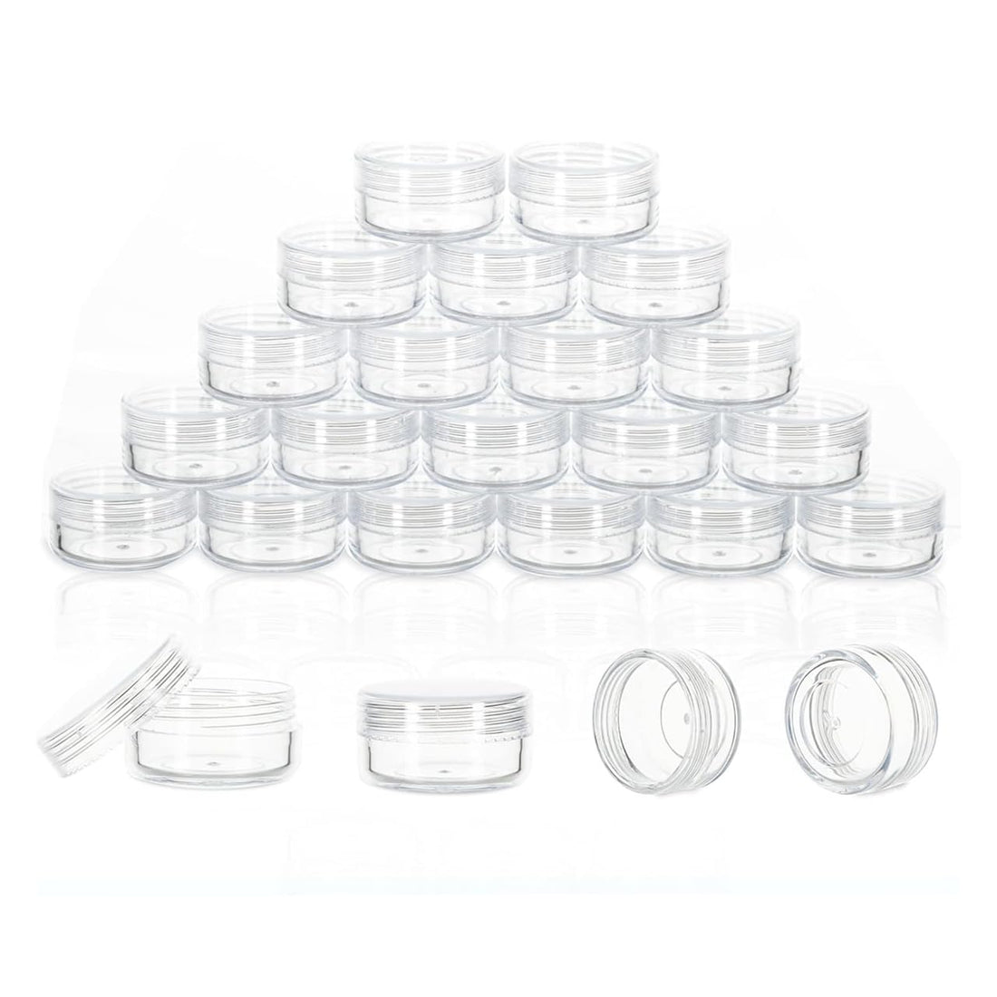12 Pieces Empty Plastic Jars for Cosmetics, Travel Sample Containers, Small Round Cosmetic Jars for Cream, Lip Balm, Sample (10g/10ml), Transparent.