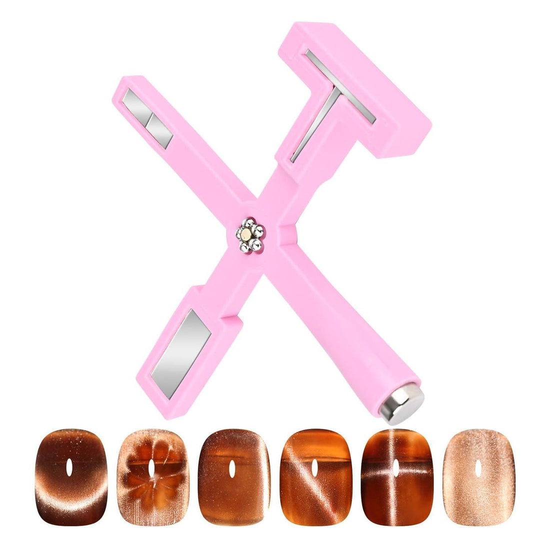 Magnetic Nail Tool - Versatile 5-in-1 Gel Cat Eye Polish Enhancer with Strong Magnet for Stunning Galaxy 9D Nail Art Designs and Multi-Function Magnetic Nail Art Kit (Pink)