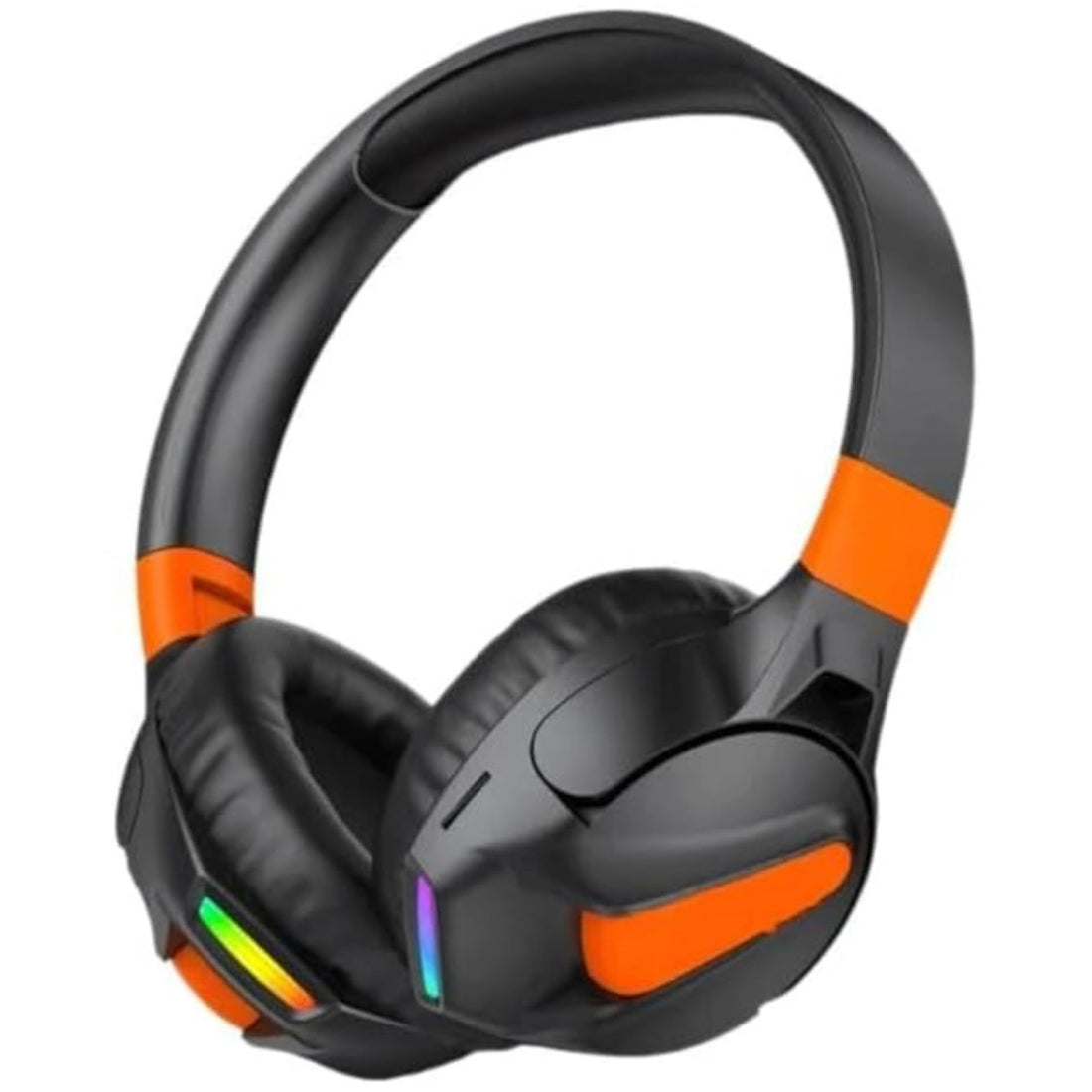 TUNE 770 Wireless Bluetooth Headphones, Black and Orange, RGB with mic Light Headsets Deep Bass, USB Type-C Charging, Foldable Design with Soft Ear Cushions (Black)