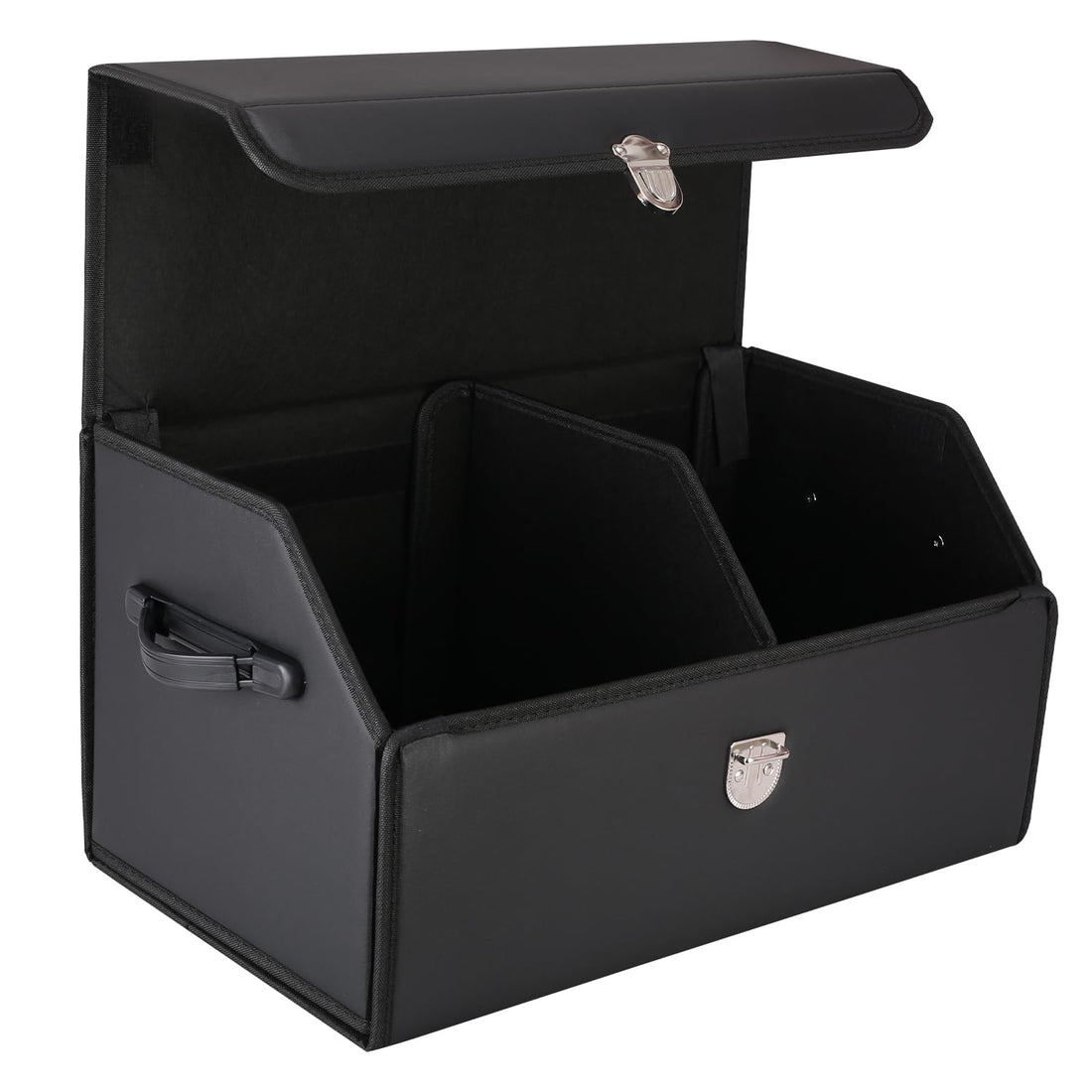 Trunk Organizer for Car, SUV and Car, Leather Storage, Foldable and Wear-Resistant, Black