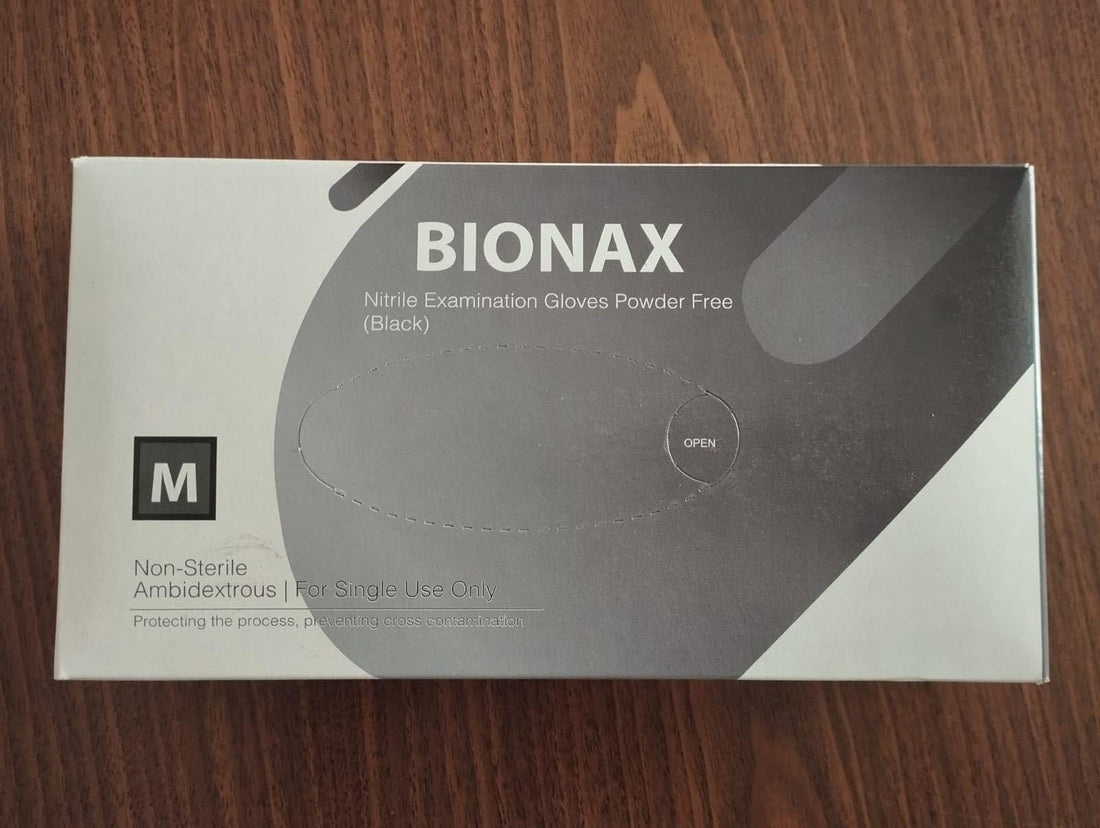 Bionax Disposable Medical Gloves, Black 100 Count