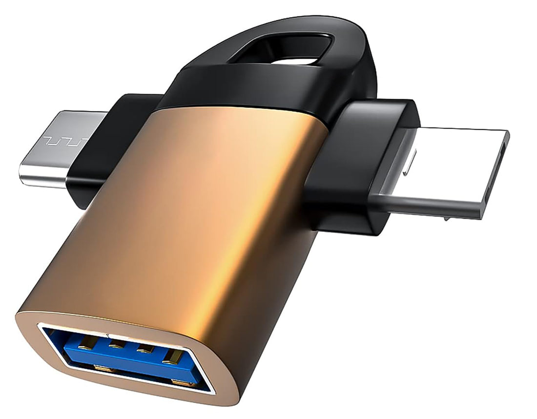 2in1 OTG Adapter, Micro-USB Male and Type-C Male To USB 3.0 Female Metal Multi Colour Connector High Speed Data Sync OTG for All Type-C Smartphone & All Android Mobiles