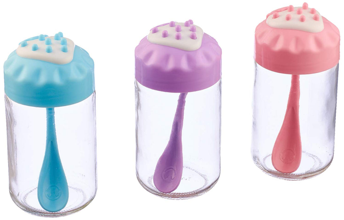 Agfa Glass Spices Jar Set with Plastic Lid, 3 Pieces, 300 ml - Multi Color
