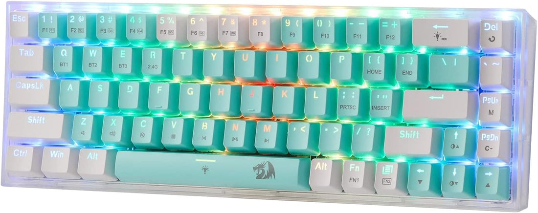 REDRAGON Gaming Keyboard K631 CASTOR PRO 60% 3-Mode Wireless RGB, 68 Keys Hot-Swappable Compact Mechanical Keyboard w/Hot-Swap Free-Mod PCB Socket & Translucent Board, Custom Panda Switch