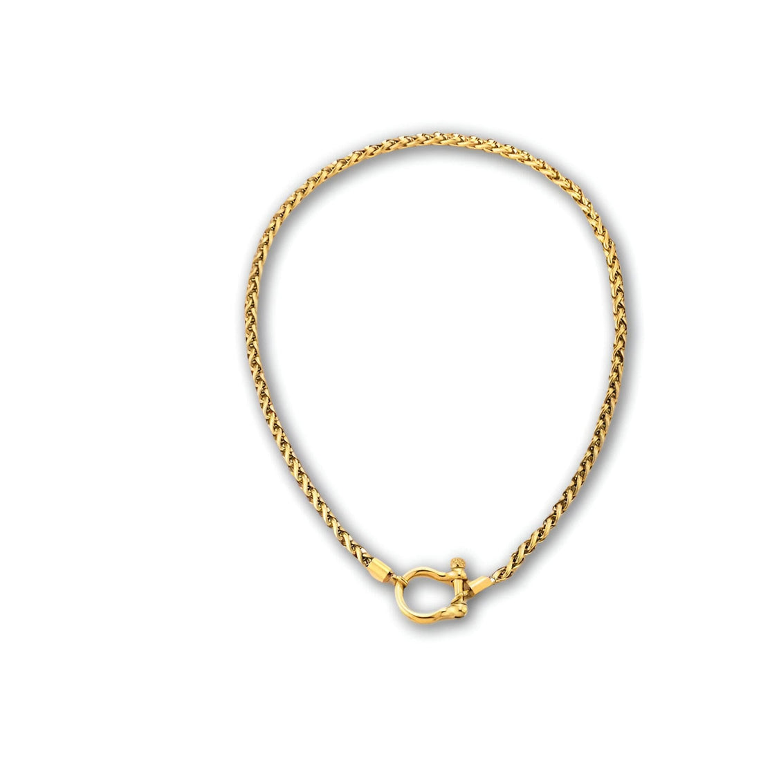 Foxtail Chain - Elegant Unisex Stainless Steel Necklace Featuring Nautical Anchor Shackle Clasp and Polished Wheat Links for Distinctive Fashion Style and Lasting Everyday Sophistication
