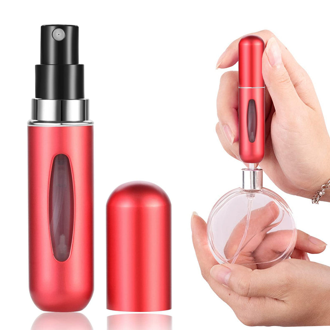 Wendergo Perfume Atomiser Refillable Perfume Bottle 5ML Mini Perfume Spray Bottle Portable Empty Travel Bottle for Handbag Purse Pocket Luggage(Red)