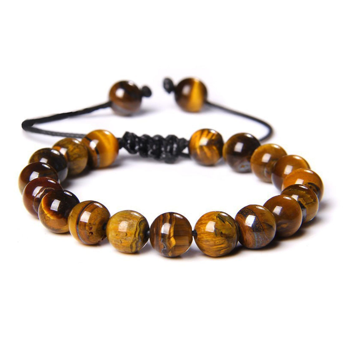 Natural Stone Bracelets for Men, 8mm Tiger Eye Adjustable Beaded Bracelets for Men Gifts Fathers Day Anniversary Jewelry Birthday Gifts for Women Men