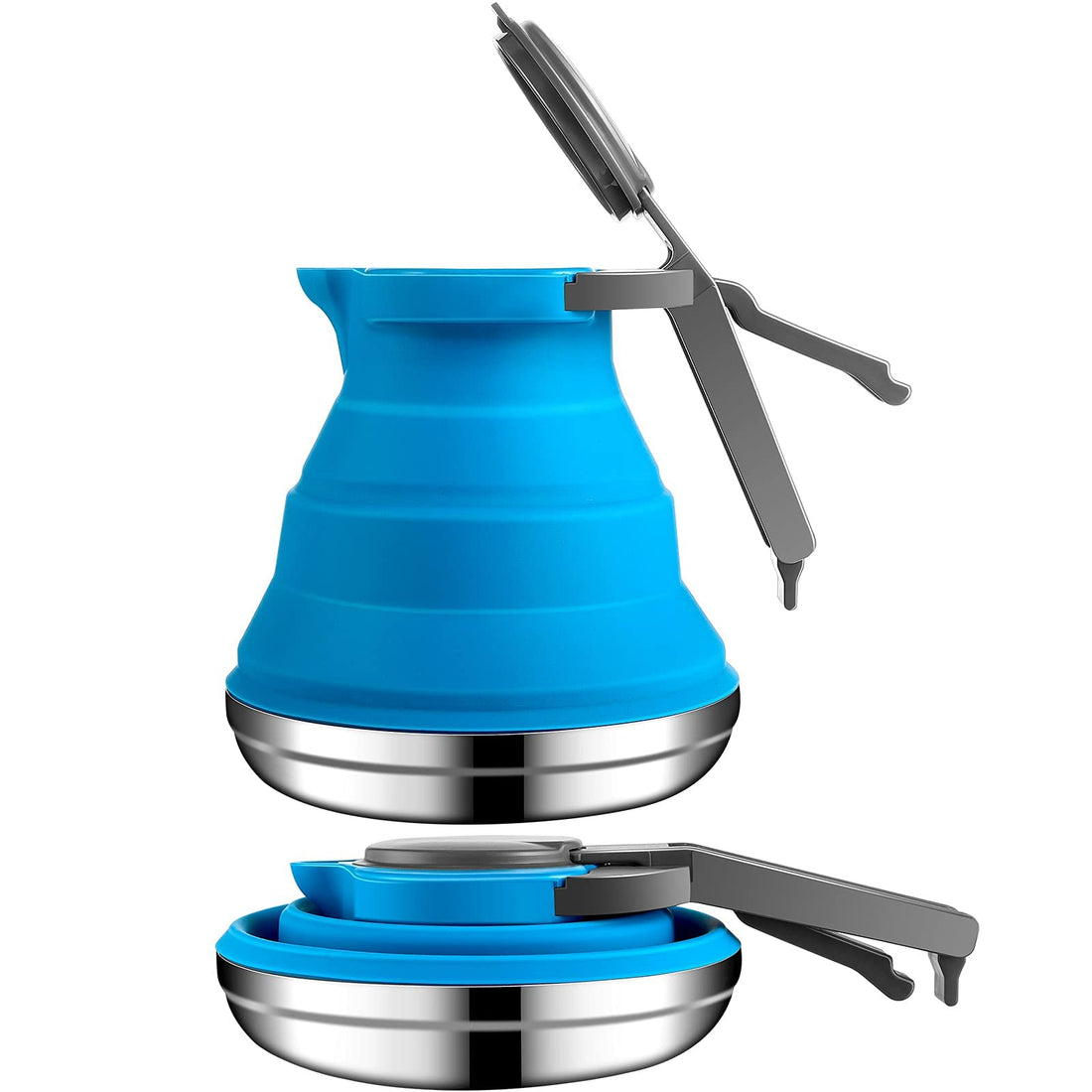 KASTWAVE Collapsible Camping Coffee Pot Portable Camping Pot Blue Camping Kettle Outdoor Camping Coffee Pot Hiking Camping Kettle for Hiking Travel and Outdoors