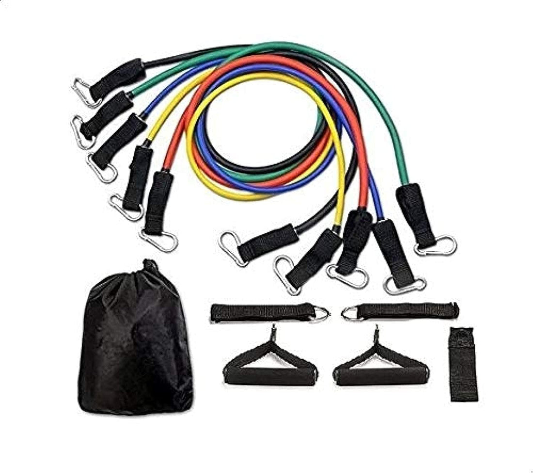 Other 11 Pcs Resistance Fitness Band Set with Stackable Exercise Bands Legs Ankle Straps Multi-function Professional Fitness Equipment